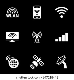 Icons for theme wireless network, vector, icon, set. Black background