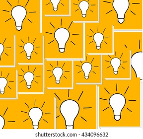 Icons thought and creative idea came to mind, vector icon background image as an idea man, light bulb, bright bulb in the form of ideas, lights background, cartoon light bulb