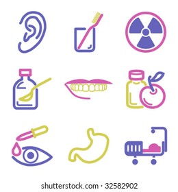 Icons three colours set 15