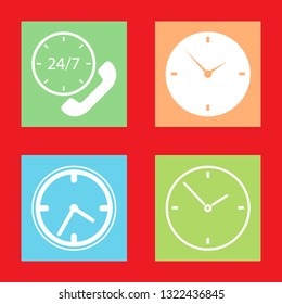 Icons for time, clock, vector illustration in flat, EPS10. 