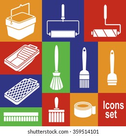Icons of tools for painting works.
