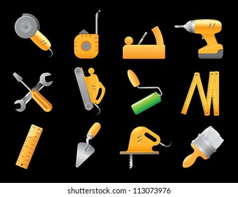 Icons for tools. Vector illustration.