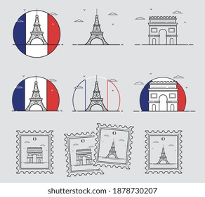 ICONS OF TOURIST POINTS IN EUROPE, PARIS, FRANCE