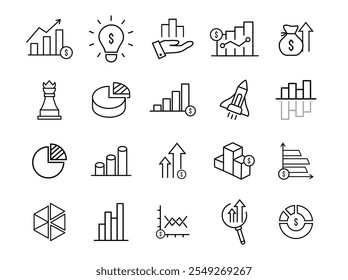 Icons traffic for business, analytics traffic chart arrow bussiness icon set 