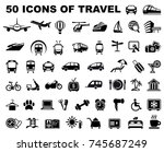 Icons of transporation, travel, hotels and trips