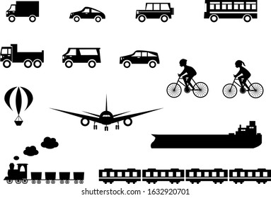 icons of transport   vehicle, water craft and aircraft