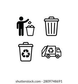 Icons of trash cans and recycling bins