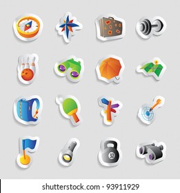 Icons for travel, sport and leisure. Vector illustration.