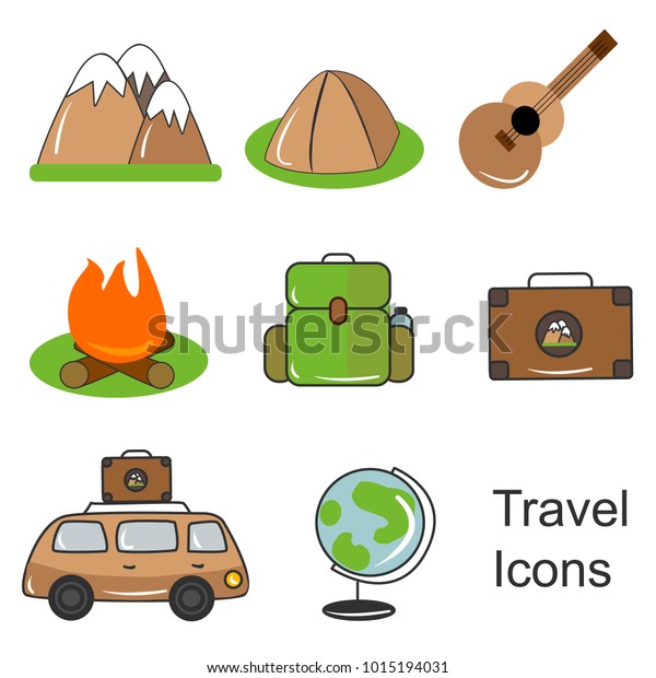 Icons for\
travel, tourism and travel\
accessories