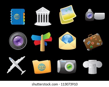Icons for travel. Vector illustration.