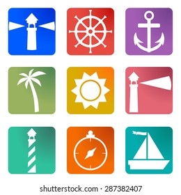icons traveling and vacation Set