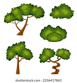 Icons tree and bush flat design vector, illustration simple and unique for complite your artwork 