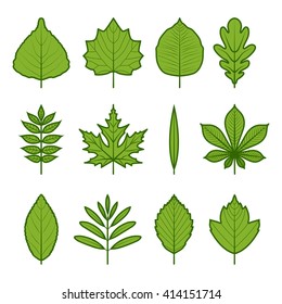 Icons Tree Leaves Stock Vector (Royalty Free) 414151714 | Shutterstock