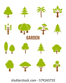 Icons trees. Vector symbols isolated on white background.