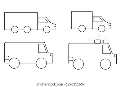 Icons of trucks and vans.