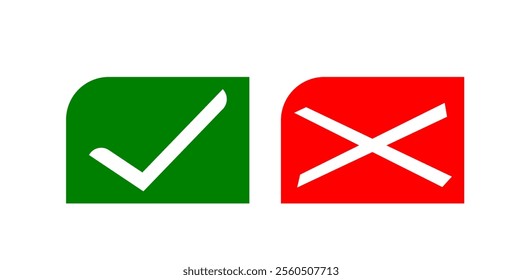 Icons of true and false, accepted and rejected, yes and no, on a white background.