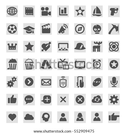 Icons for TV programs on TV websites and TV and movie guides. 
Genres and types of TV programs