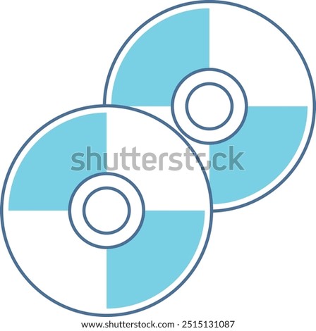 Icons of two CD-ROMs. An illustration that evokes CDs and duplication. A simple design suitable for various media.