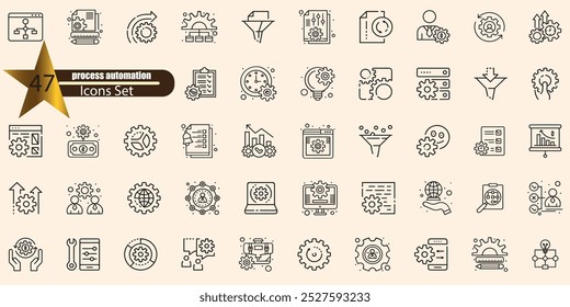 Icons in two colors about robotic process automation