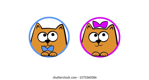 Icons with two cute cats