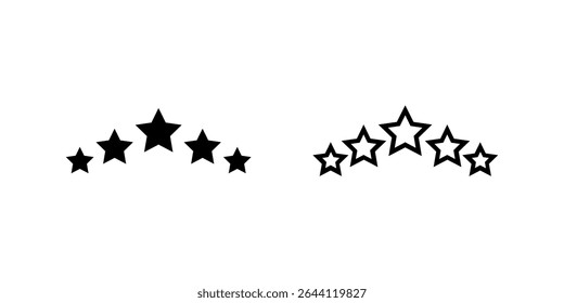 Icons of two five stars for rating and quality. Represent excellence and review.