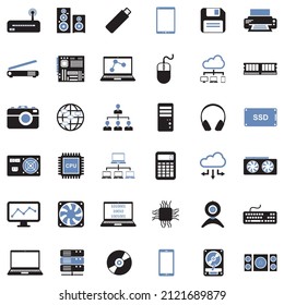 IT Icons. Two Tone Flat Design. Vector Illustration.