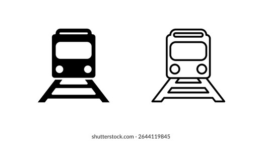 Icons of two train subways for transport and travel. Represent railway and commute.