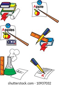 Icons for university subjects. Vector.