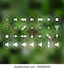 icons. use in everyday life. signs - addition, multiplication, division, as well. Arrow keys - up, down, left, right. Buttons - rewind, stop, play, pause.