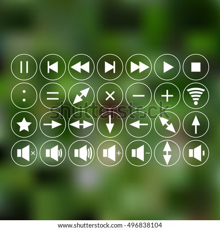 icons. use in everyday life. signs - addition, multiplication, division, as well. Arrow keys - up, down, left, right. Buttons - rewind, stop, play, pause.