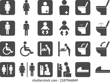 Icons Used Restroom Signage Stock Vector (Royalty Free) 2187966849 ...