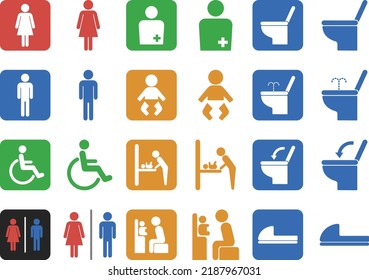 Icons Used Restroom Signage Stock Vector (Royalty Free) 2187967031 ...