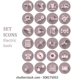 Icons of various electric tools. Vector Illustration