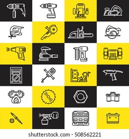 Icons of various electric tools. Vector Illustration
