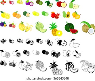 The icons of various fruits
