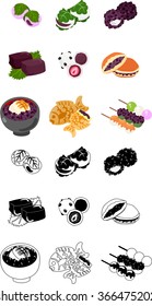 The icons of various Japanese sweets