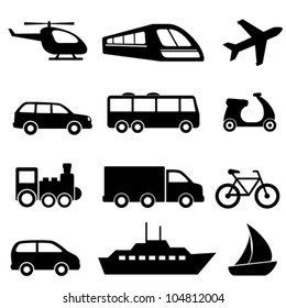 Icons for various means of transportation