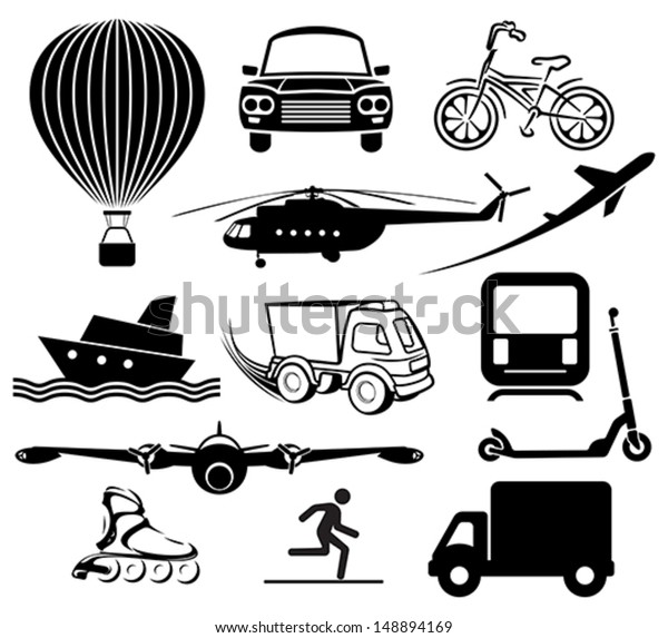 Icons for various\
means of transportation