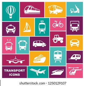 Icons of various means of transportation. Vector illustration