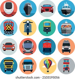 Icons of various means of transportation. Vector illustration