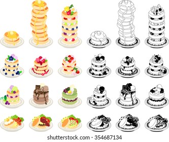 The icons of various pancakes