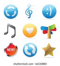 Icons for various signs. Vector illustration.