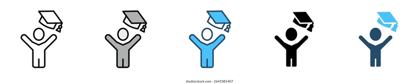 Icons with various styles Student and teacher icons. Education and knowledge symbols. Vector icon collection.