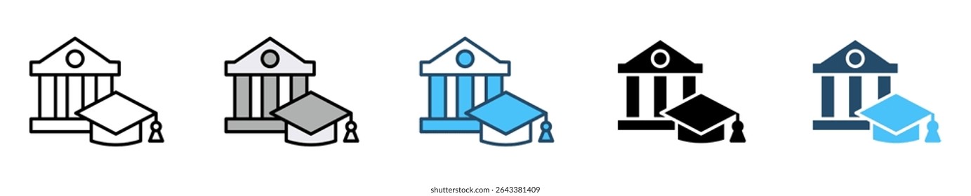 Icons with various styles Student and teacher icons. Education and knowledge symbols. Vector icon collection.