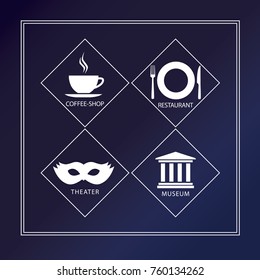 icons vector city museum coffee house theatre shop restaurant fast food prime  mask dinner culture