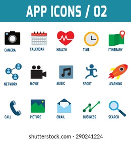icons vector collection of colorful flat application mobile,.Design elements for mobile and web applications.