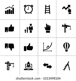 Up icons. vector collection filled up icons. includes symbols such as chart graph, career growth, arrow, tower crane, stairs, ladder, like. use for web, mobile and ui design.