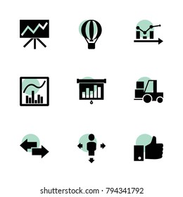 Up icons. vector collection filled up icons set.. includes symbols such as arrow, chart, forklift, like, hot air balloon, graph chart. use for web, mobile and ui design.