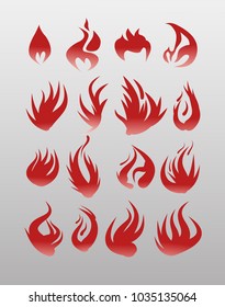 Icons vector flames, fire. Fire icon set - security leads to prosperity