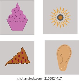 Marcas de ilustración divertidas del vector de iconos 